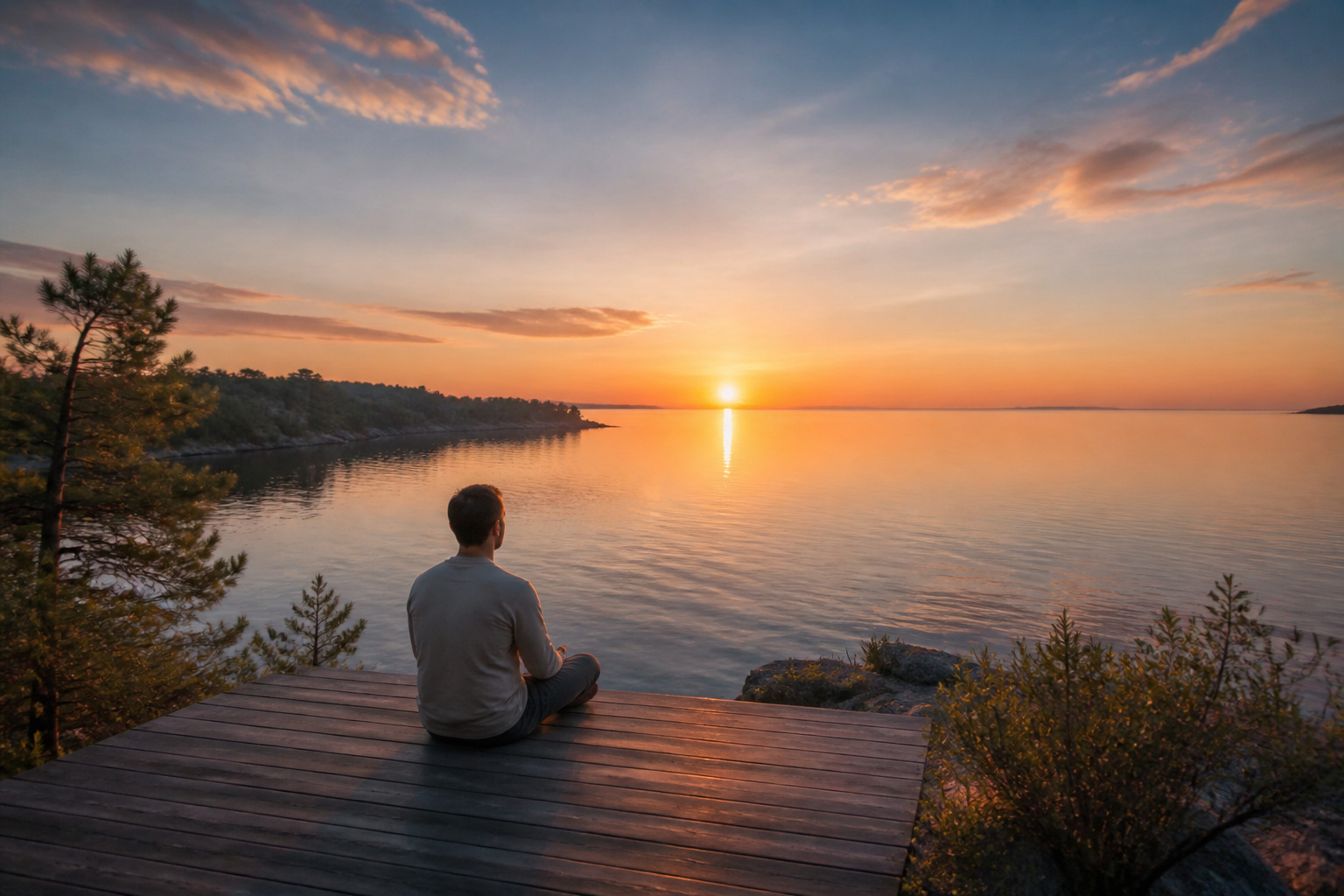 Meditation au coucher du soleil