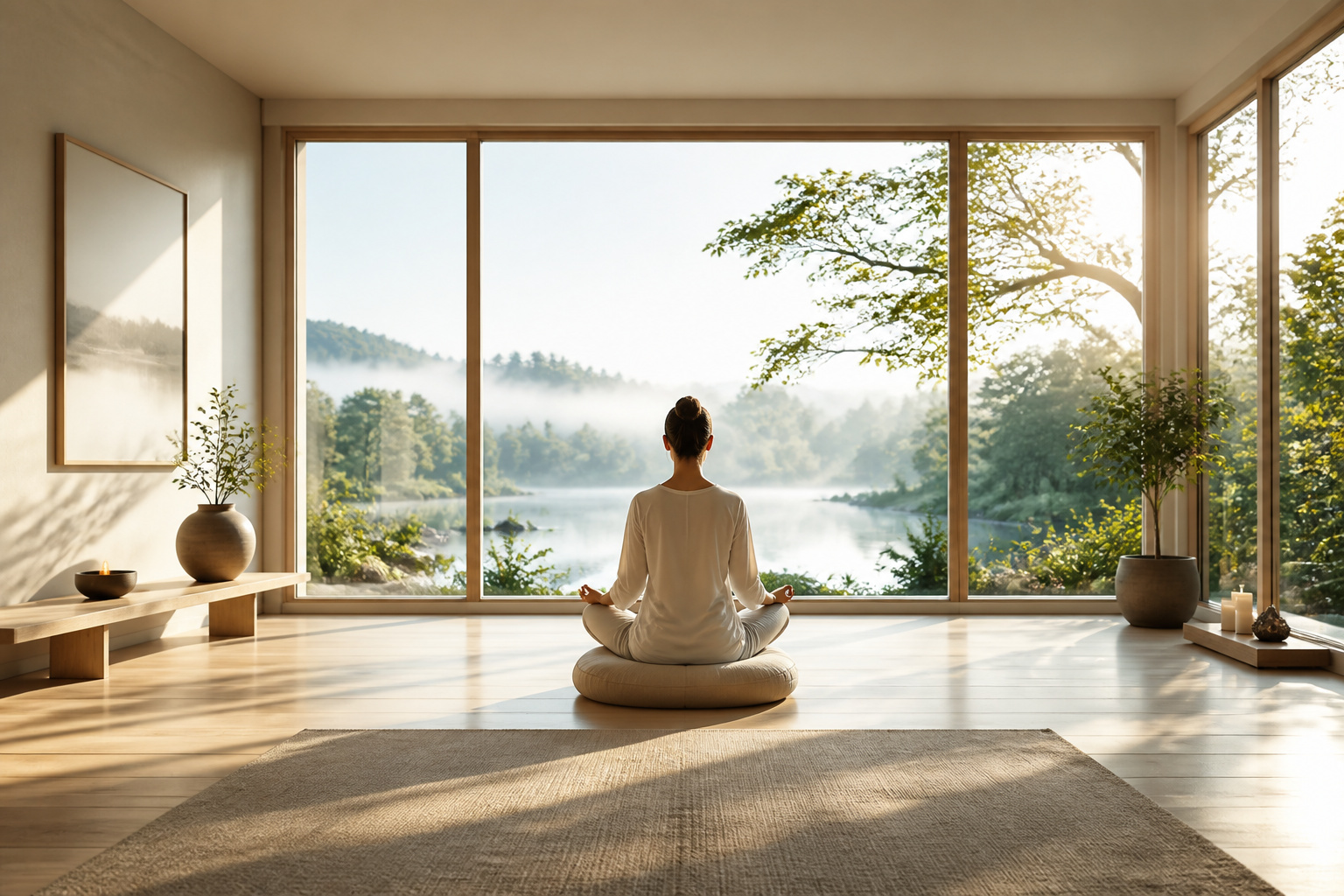 Serenite matinale meditation face a la nature