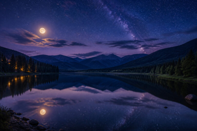 Lac paisible sous un ciel etoile