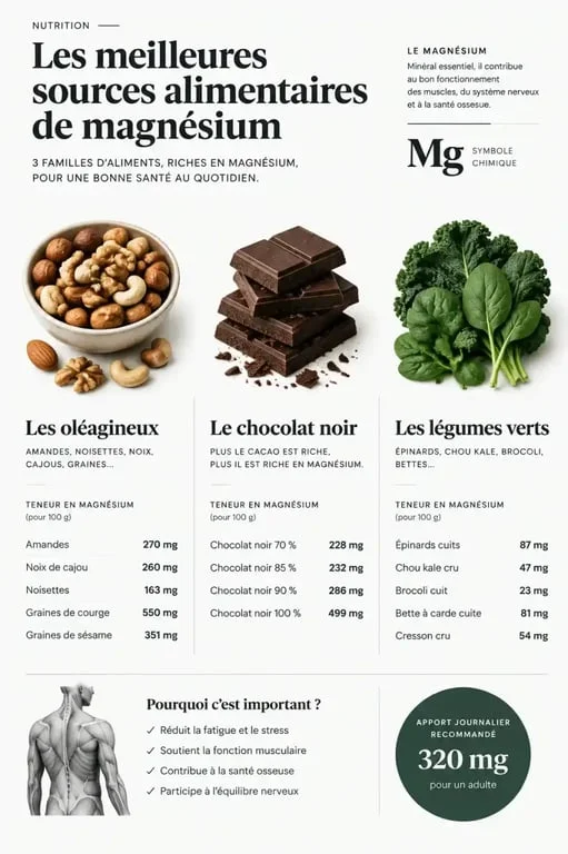 Sources alimentaires de magnésium pour le stress