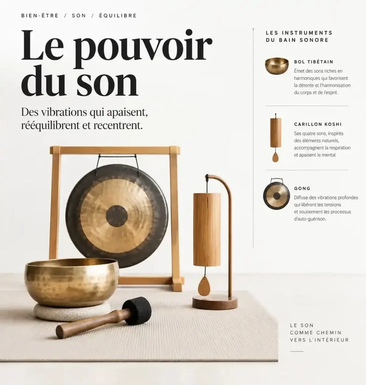 Instruments utilisés lors d'un bain sonore pour la relaxation